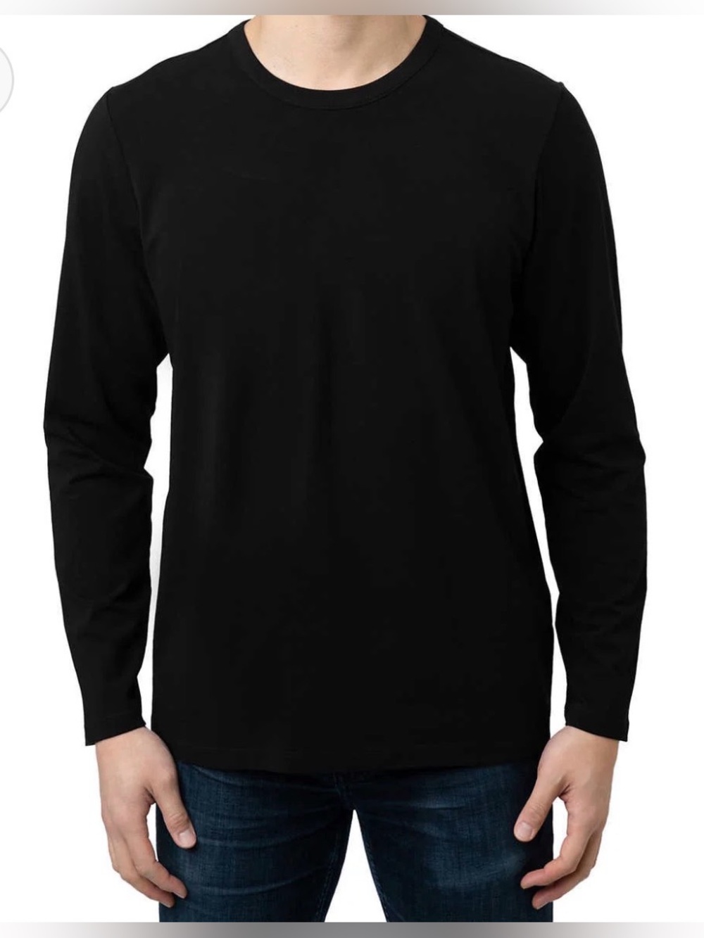Rough Dress Men's Long Sleeve Basic T-Shirt - Black